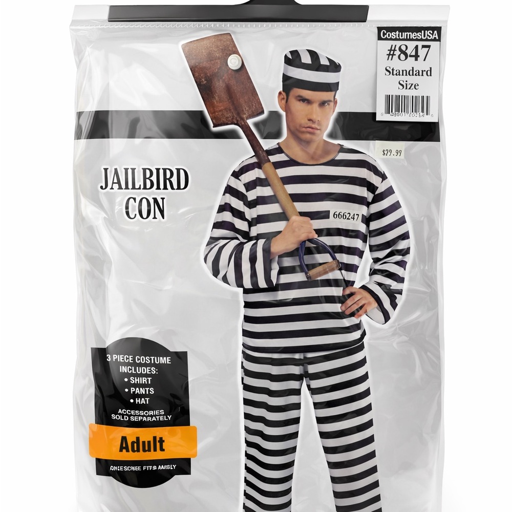 Source Unknown Jailbird Costume Black and White